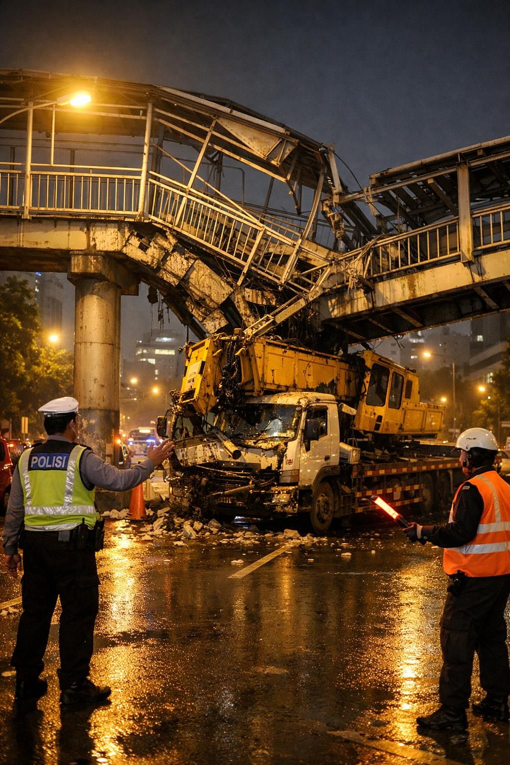 pengakuan sopir truk pengangkut crane yang menabrak jpo tendean mengungkapkan bahwa ia fokus pada peta navigasi saat kejadian terjadi.