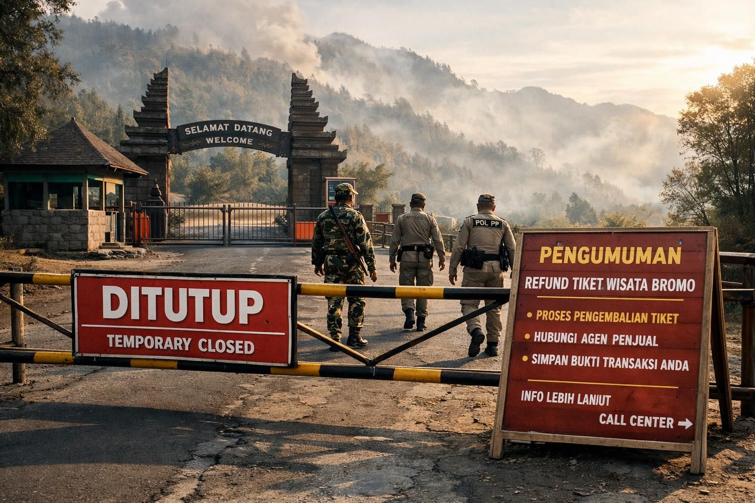 gunung bromo ditutup sementara akibat kebakaran, pengunjung dapat mengajukan klaim pengembalian tiket melalui detiknews.